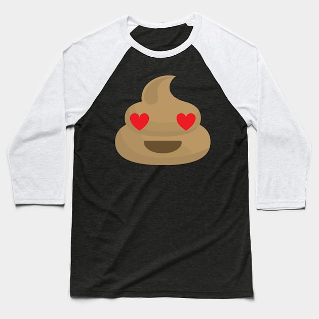 Emoji Funny Poop inlove heart eyes Baseball T-Shirt by andytruong